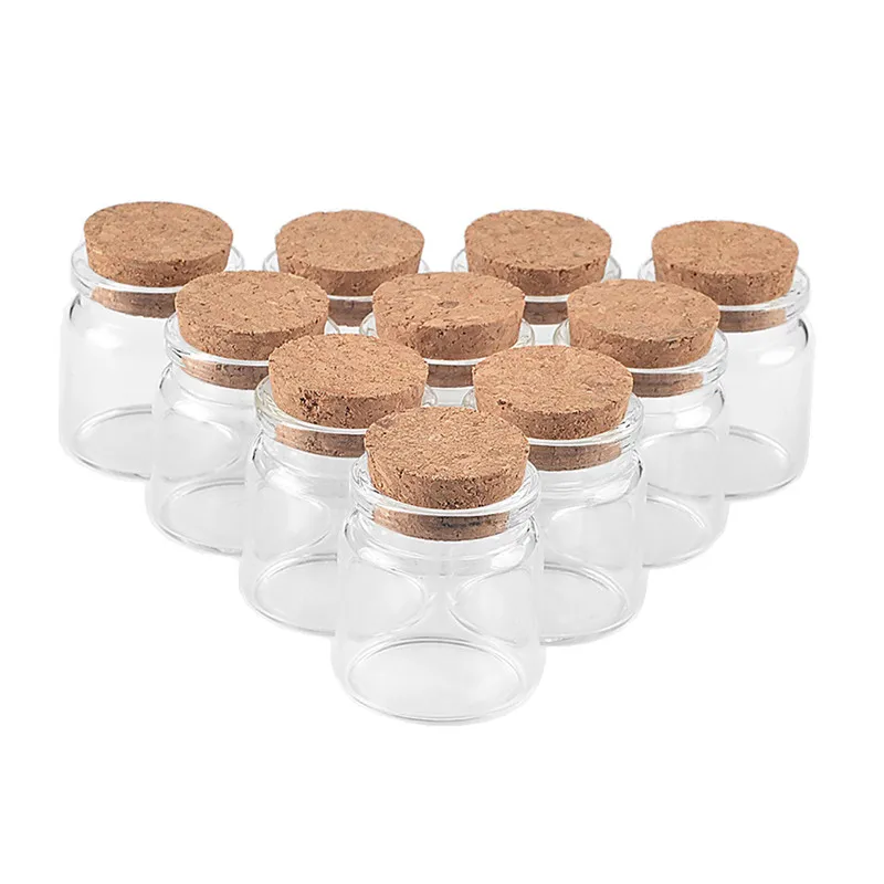 Transparency Glass Bottles With Cork 12pcs 37x40x27mm Empty Jars Wedding Holiday Decoration Christmas Gifts