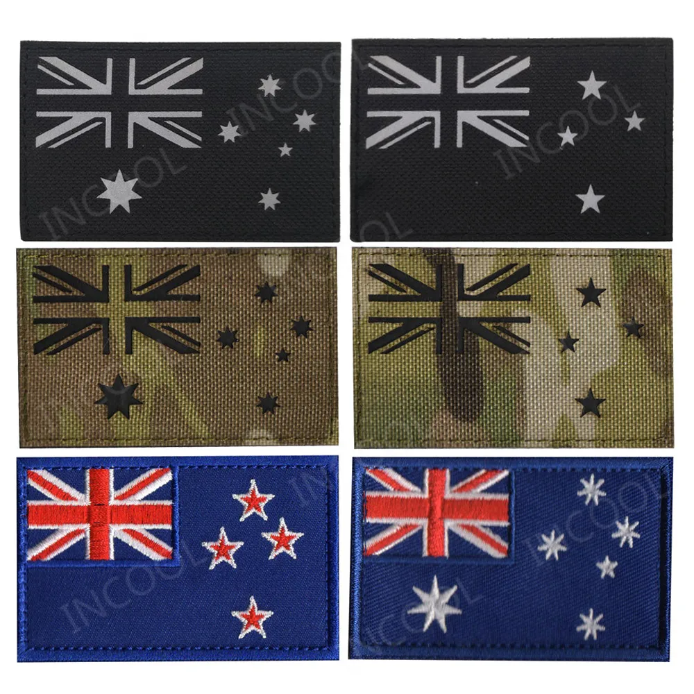 

Australia New Zealand Flag IR Reflective Embroidered Patches Tactical Military Morale Patches Australian Flags Embroidery Badges
