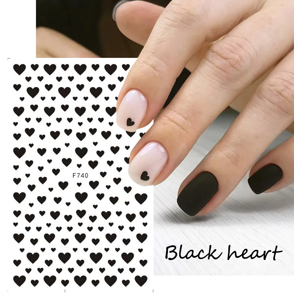 1pc Black Heart Sliders For Nails Stickers 3d Red White Love Wedding Design  Valentine Manicure Nail Art Decoration Decals Chf740 - Stickers & Decals -  AliExpress