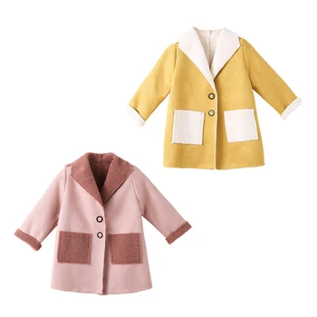 

Fashion Children Outerwear With Pockets Baby Girl Clothes Autumn Winter Warm Coat Jackets Solid