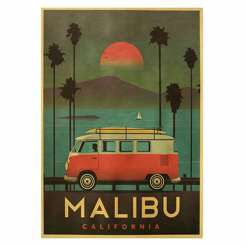Travel Landscape Painting Vintage Poster Wall Art Room Decor Stickers Cafe Posters Nostalgia Kraft Paper Wall Sticker wall stickers home decor posters travel stickers