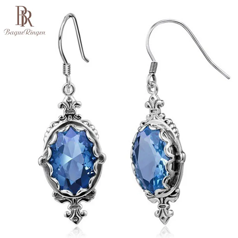 Женские серьги капельки Bague Ringen Винтажные из тайского серебра 925 пробы вечерние