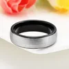 Somen 6mm Black Inlay Brushed Silver Color Tungsten Carbide Wedding Rings Band For Women Engagement Ring Jewelry bague femme 2