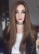 Pelucas sintéticas largas y rectas para mujer, pelucas frontales de encaje de 6 colores púrpura/rojo/naranja/morado oscuro/marrón/mezcla de colores para Cosplay