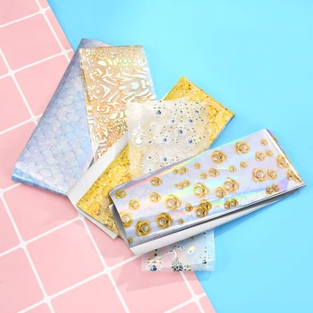 

16 PCS Nail Stickers Set Star Paper Peony Flower Series Peacock Symphony Style DIY Tips Nail Art Decoration Accessories