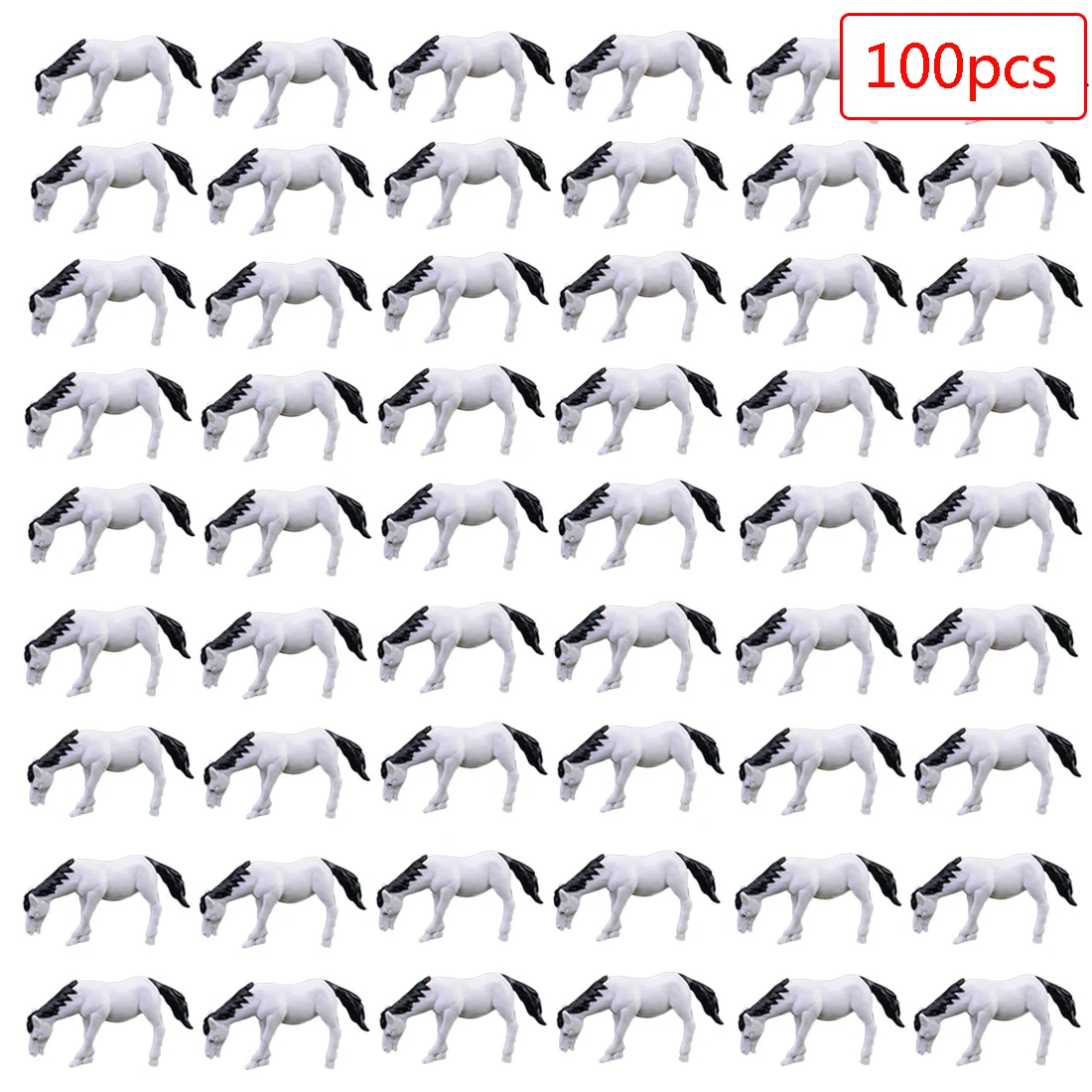  DIY 100Pcs 1:87 Scale Model Horse For DIY Architecture Sand Table Micro Landscape - White/Coffee