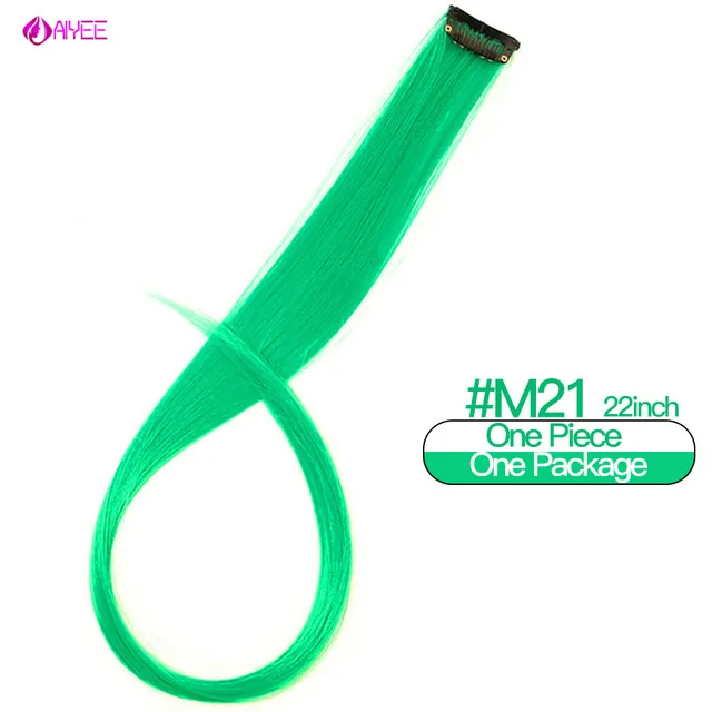 AIYEE Hair Extensions Pure RainBow Hairpiece Clip In Hair Piece Synthetic Long Straight Ombre Pink Red Rainbow Hair Piece 21