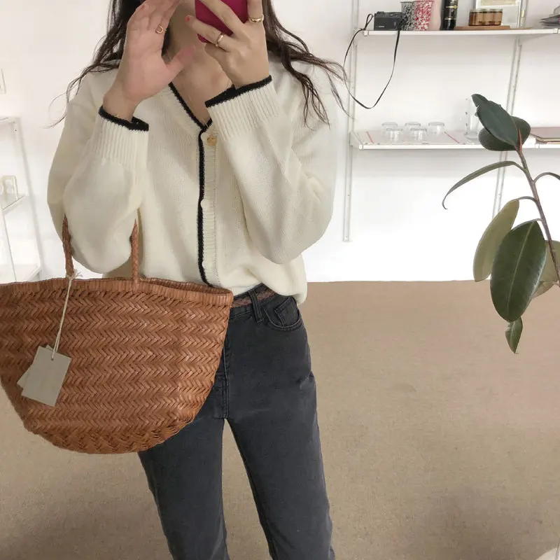 

Alien Kitty Soft Stylish Color-Hit Sweet Slim V-Neck Cardigans 2019 Warm High Quality Loose Casual Knitted All Match Sweaters