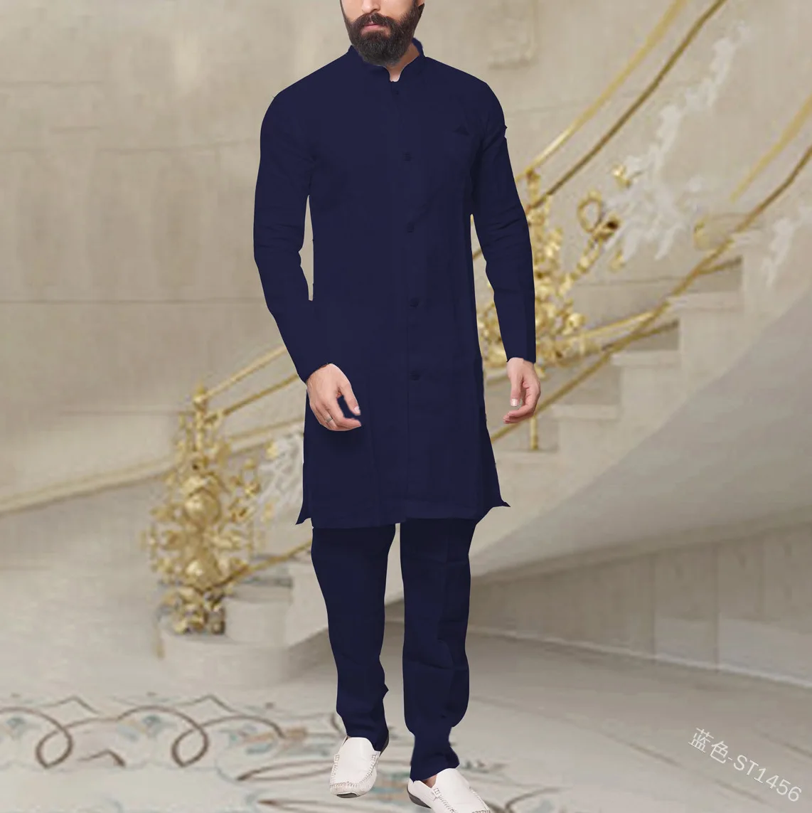 Muslim Long Sleeves Kaftan Robe for Men-1