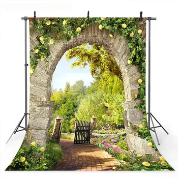 

Spring Scenery Photo Background for Photo Studio Wedding Bride Arched Door Backdrop Spring Flowers Park Photobooth Photocall