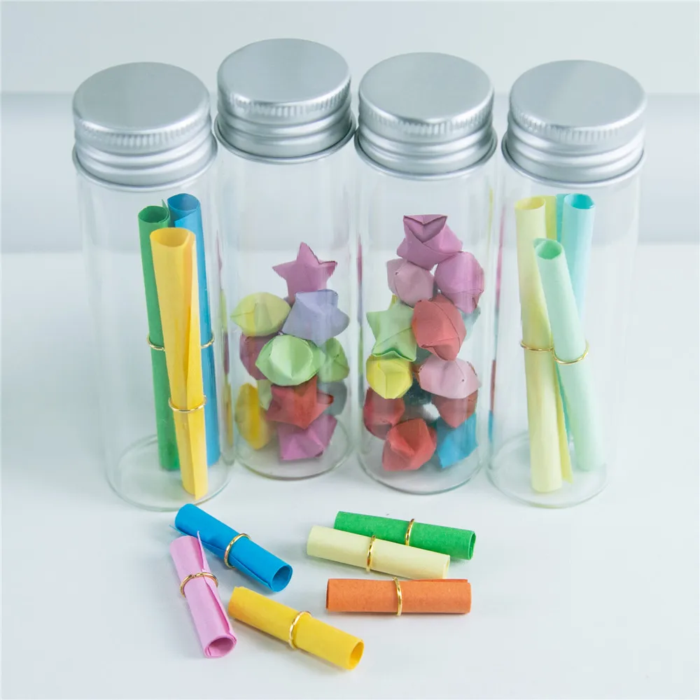 Glass Bottles Screw Top Empty Wishing Bottles 15ml 25ml 40ml 50ml 60ml Aluminium Cap Seal Jars Food Grade 24pcs