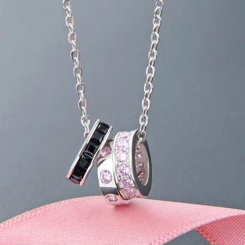 

Genuine S925 Sterling Silver Three-ring Diamond Ring Small Fragrance Diamond Pendant Necklace Girl Exquisite Jewelry Accessories