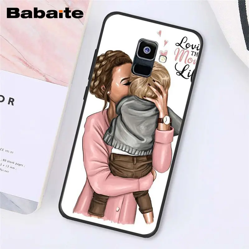 A12 Babaite, модные, черные, коричневые волосы, для мамы, дочки, сына, папы, PhoneCase для samsung A7, A50, A70, A8, A3, A6, A8 Plus, A9 - Цвет: A12
