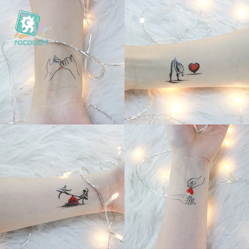 Водонепроницаемые временные наклейки милые влюбленные татуировки подарок на день Святого Валентина татуировки рука мужчины фальшивые татуировки наклейки для боди-арта для девочек