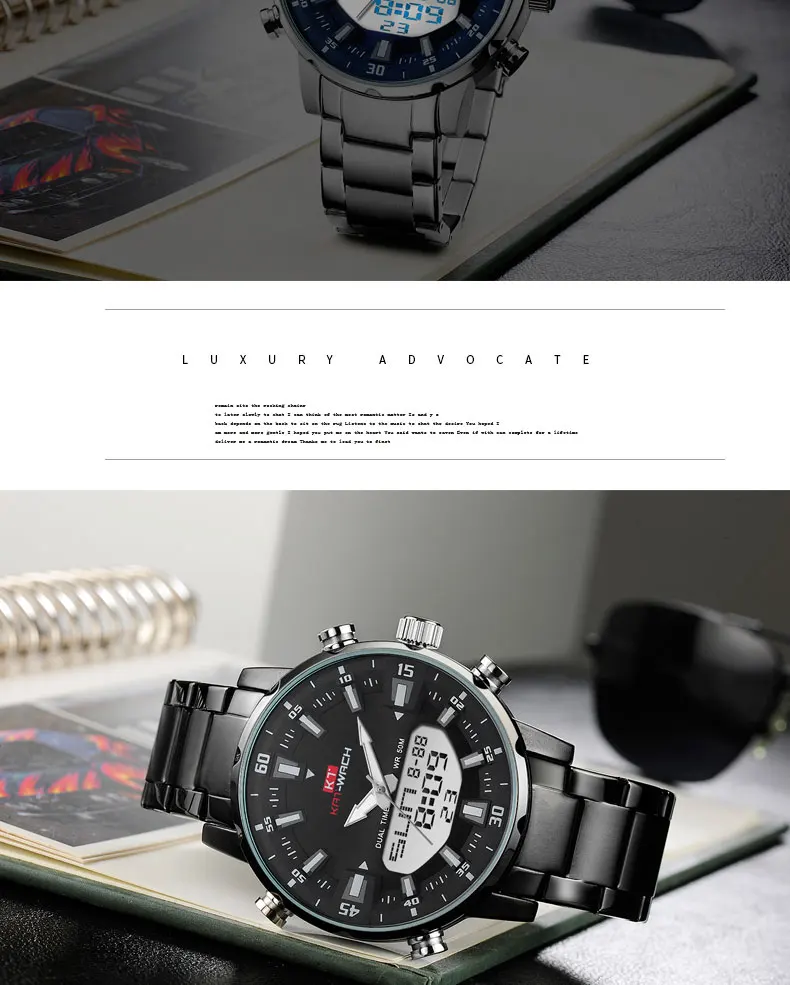2021 Gold Wrist Watch Men Top Brand Waterproof Sports Digital Watches LED Steel Military Quartz Watch For Men Wristwatch Relogio