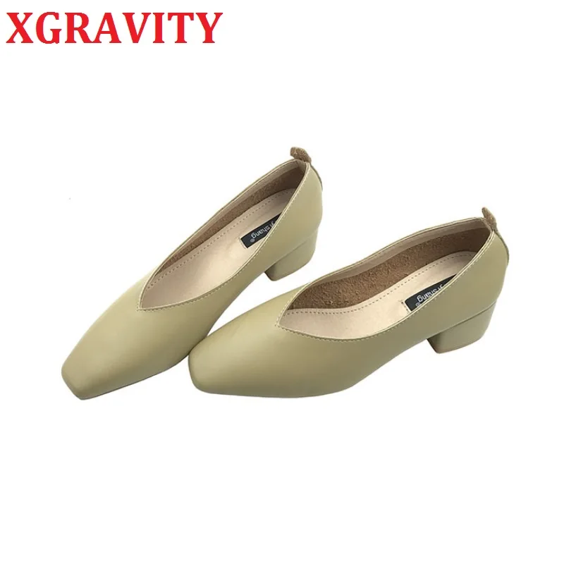 

Женские туфли на массивном каблуке XGRAVITY, с квадратным носком и глубоким V-образным вырезом, модель C066, 2020