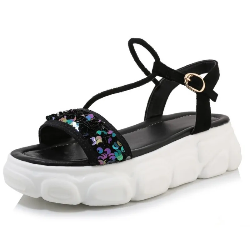 

Fanyuan Plus Size 29-46 Women Shoes Thick Bottom Platform Open Toe Women Sandals Summer Bling Outdoor Patchwork Mujer Footwear