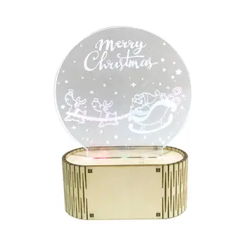 

Merry Christmas Wooden Acrylic 3D LED Night Light 7 Color Changing Desk Table Lamp Xmas Party Decoration Gift U90A