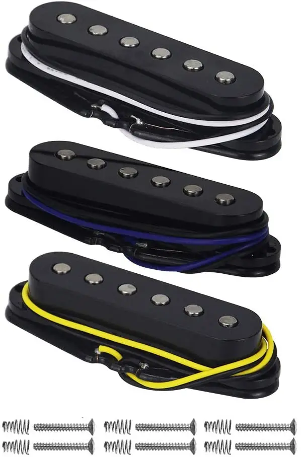 Guitar Pickups Alnico 5 Strat Pickup Single Coil Neck/Middle/Bridge Black for Squier Electric | Спорт и развлечения
