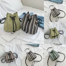 Соломенная сумка с цепочкой Женские Ретро плетеные сумки из ротанга через плечо Модные женские Тканые Пляжные богемные сумки-мессенджеры ручной работы