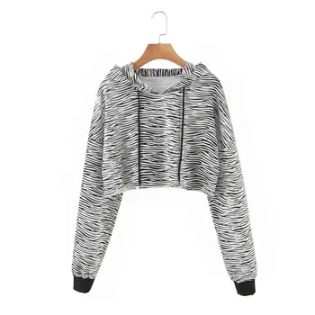 

2020 New Fashion Brand Women Sweatershirt Sweatershirt Hooded Pullovers Streetwear Striped Short Full Regular Broadcloth