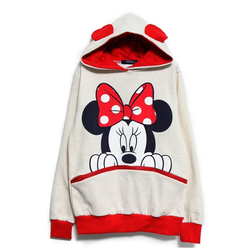 ATKULLQZ осенне-зимнее корейское Женское пальто с Микки Маус большого размера, свитер с капюшоном и капюшоном с героями мультфильмов, женская одежда для влюбленных - Цвет: Белый