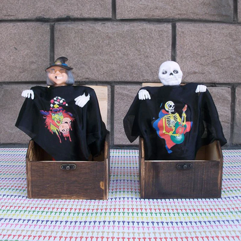 

2019 for Halloween party Scary Black Man Ghost Wooden Box Toy Gift Prank Weird Sly Trick Joke Funny