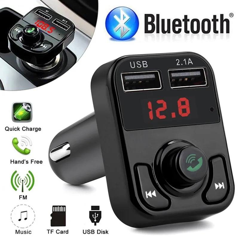VicTsing Bluetooth MP3 Player FM Transmitter Handsfree Wireless Radio Adapter USB Car Charger 2