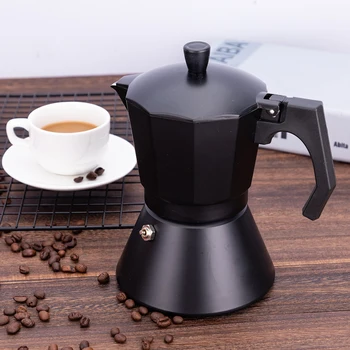 

New 3/6 Cups Mocha Latte Coffee Maker Italian Moka Espresso Cafeteira Percolator Pot Stovetop Coffee Maker Coffee Pot Black