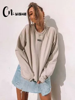 

CNYISHE 2020 Summer Streetwear Basic Sweatshirt Women Pullover Tops Fashion Solid Loose Regular Casual Women Sweatshirts Female