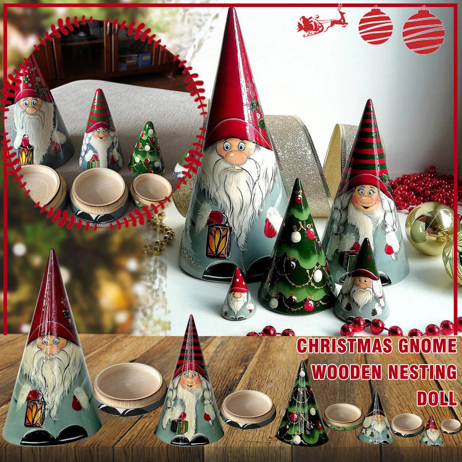 Christmas Sparty 2022 Scandinavian Christmas Gnome Wooden Nesting Doll Home Decoration Gift For  Children's Party Toys Ornaments 2022 New Year|Party Diy Decorations| -  Aliexpress