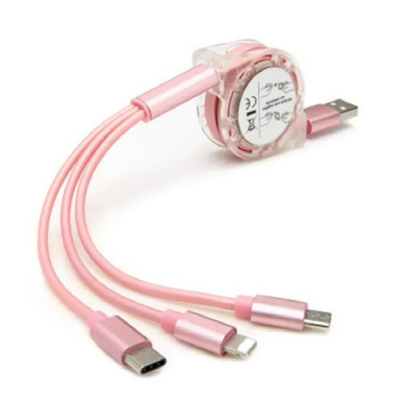 3 в 1 type C порт+ микро USB кабель Android для samsung Xiaomi huawei Выдвижной зарядное устройство USB порт линия передачи данных
