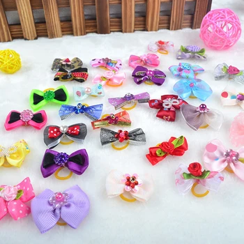 

Assorted Bowknots Small Dogs Cats Hair Bows Rubber Bands Puppy Pet Grooming