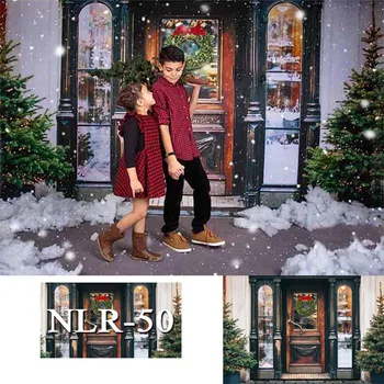 

Christmas Backdrop Tree Fireplace Snowflake Wood Window Photocall Photography Background for Photo Studio Decorations