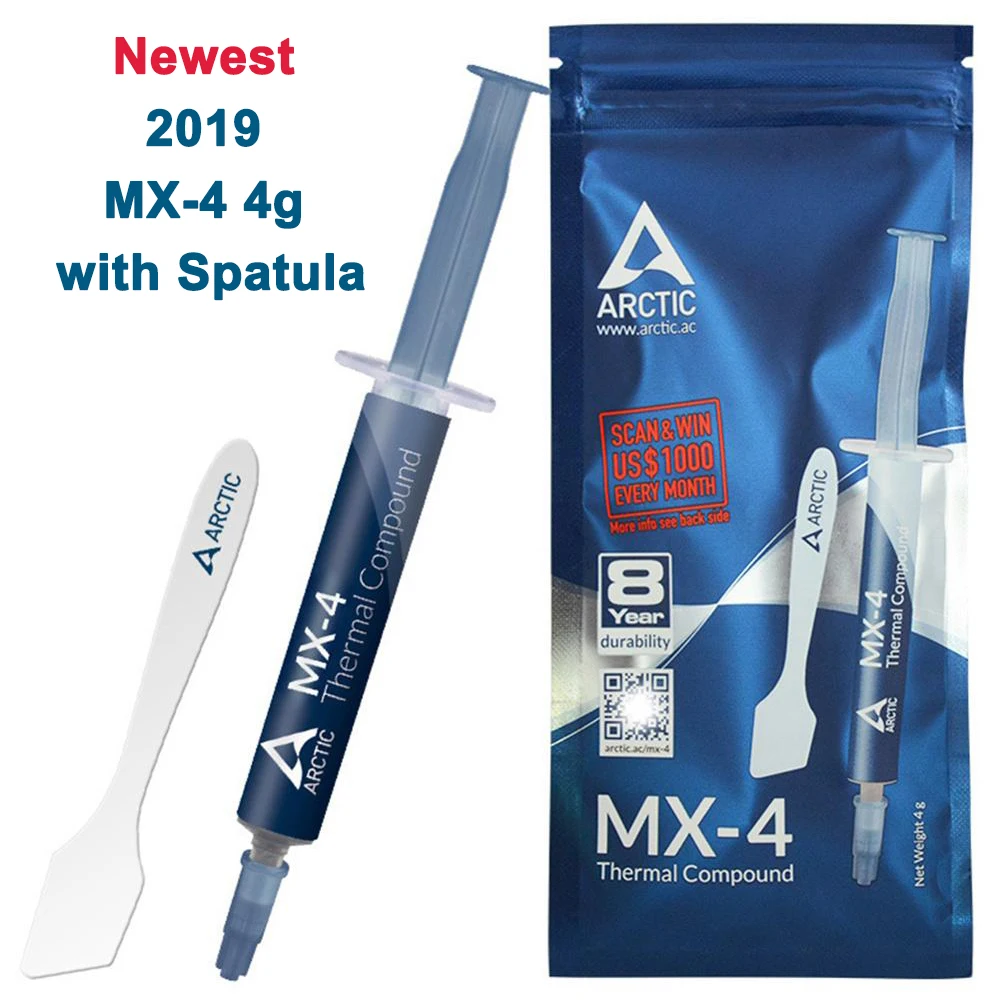 Официальный ARCTIC MX-4, 4 г, 2 г, 8 г, 20 г, MX 4, кулер для процессора, охлаждающий вентилятор, термопаста, смазочный радиатор GD900-1 - Цвет: 2019 MX-4 4g Spatula