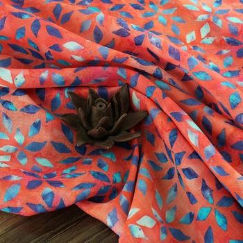 

Natural pure ramie fabric High-end digital printing tissu Fashionable loose-fitting Gown Dress fabrics