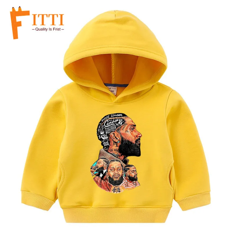 Детский свитер с капюшоном «рэпер Lil Peep Nipsey Hussle»; детский осенне-зимний свитер; толстовка с капюшоном - Цвет: T127R-YM-yellow