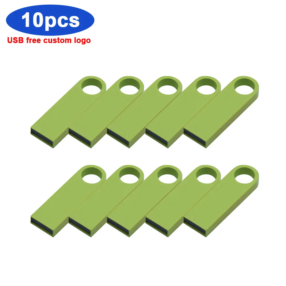 10 개/개 무료 로고 금속 USB 2.0 64 기가 바이트 32 기가 바이트 16 기가 바이트 8 기가 바이트 4 기가 바이트 플래시 드라이브 펜 드라이브 U 디스크 메모리 스틱 USB 플래시 선물용