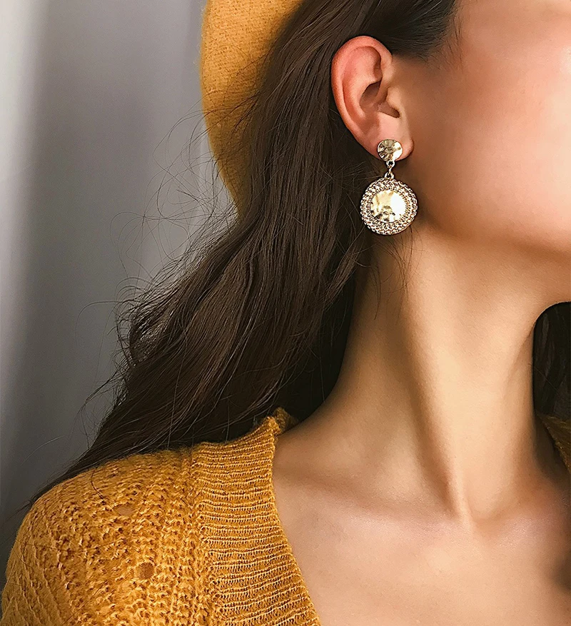 

Vintage Stud Earrings For Women Punk Geometric Metal Earring Party Pendientes Mujer Female Earring Party Jewelry Accesories Gift