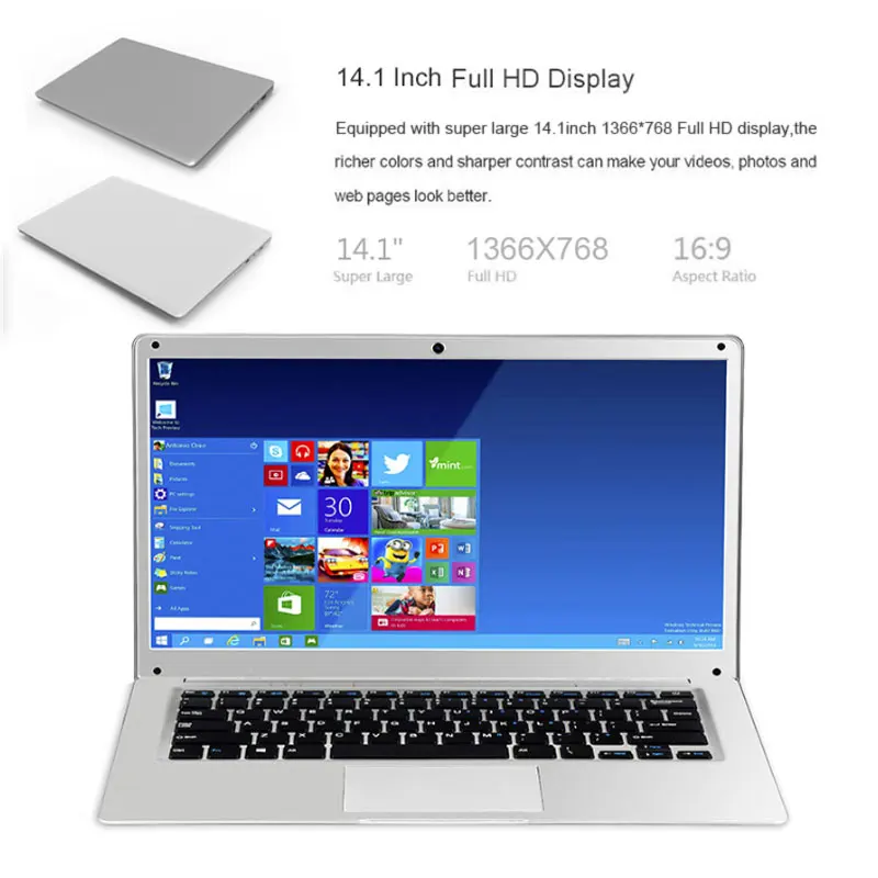 14,1 дюймов ips ультратонкий ноутбук Z8350 2G+ 32G офисный ноутбук четырехъядерный 1,44 ГГц Windows 10 компьютер Mini-HDMI Bluetooth 4,0 WiFi