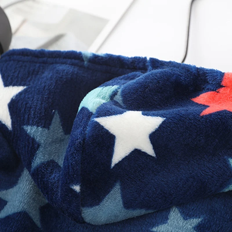 Kids Robes Thicken Boys Girls Winter Nightgown Flannel Hooded Kids Bathrobe Soft Children Bath Robe Children's Pajamas Homewear