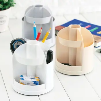 

Multi-function Pen Holder 7 Grids Desktop Pencil Pen Holder 360° Rotating Cosmetic Brush Storage Box Organizer