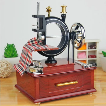 

Home Music Box Practical Mechanical Storage Bedroom With Drawer Gift Portable Mini Sewing Machine Table Decor Vintage Style