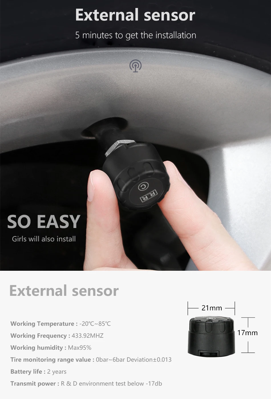 Foldable Car TPMS Tire Pressure Monitoring System LCD Display Solar Power Digital TMPS Auto Security Alarm Tire Pressure Sensor car parking sensor