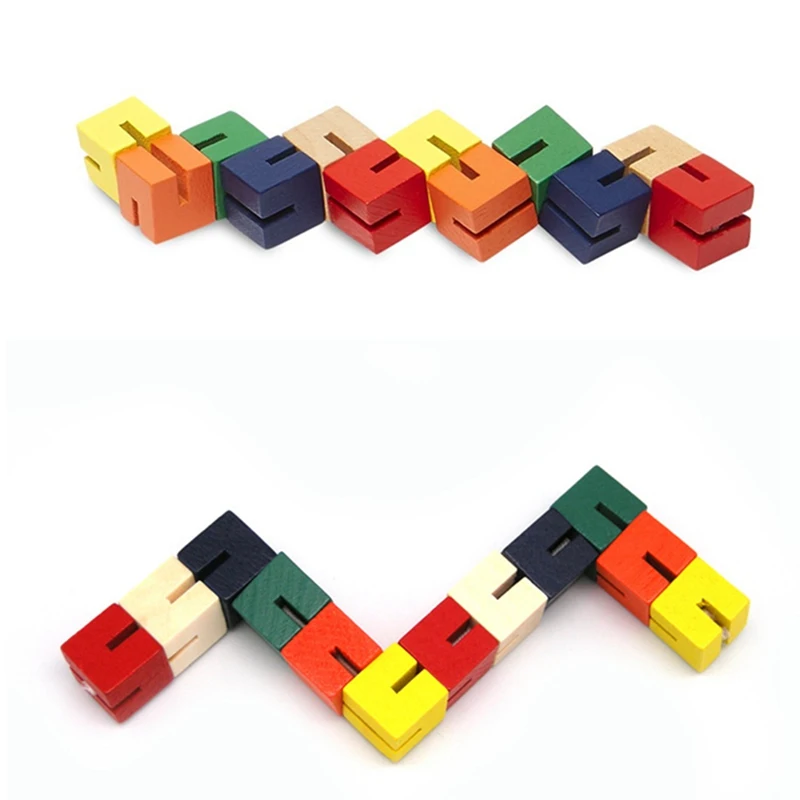 Цветные деревянные кубики деревянный шампур твист разнообразие декомпрессионный куб игрушка сенсорная игрушка забавный, классический подарок для детей