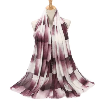 

Elegant Hijab Woolen Wholesale Price 95*180cm Women Muslim Crinkle Scarf Femme Tartan Design Soft Headscarf Islamic Shawls Wraps