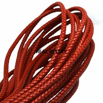 

5m/lot approx 5mm red Real Leather Cords Round Rope String Cord For DIY Bracelet & Necklace Jewelry Craft Making real leather