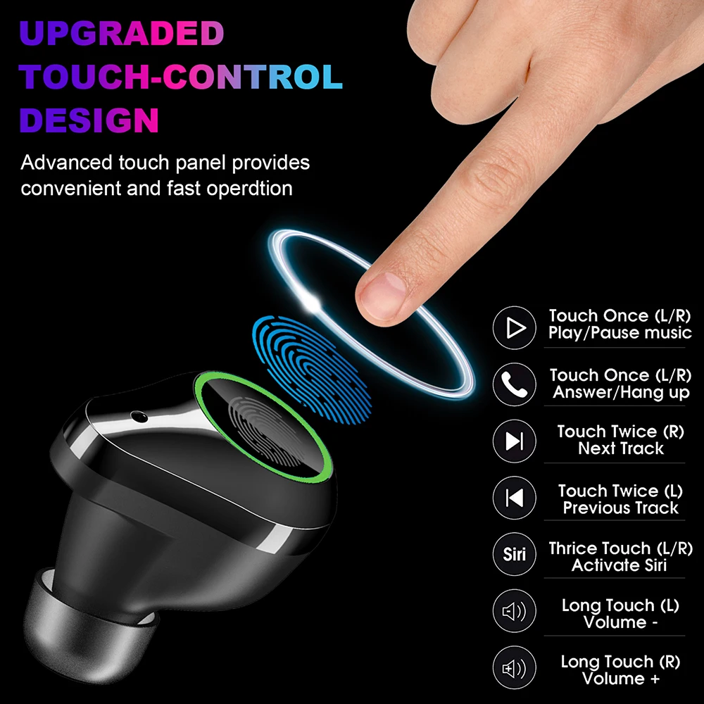 T10 TWS Bluetooth гарнитура отпечатков пальцев сенсорный HD Стерео шумоподавление игровая гарнитура беспроводная Bluetooth черная наушники-вкладыши