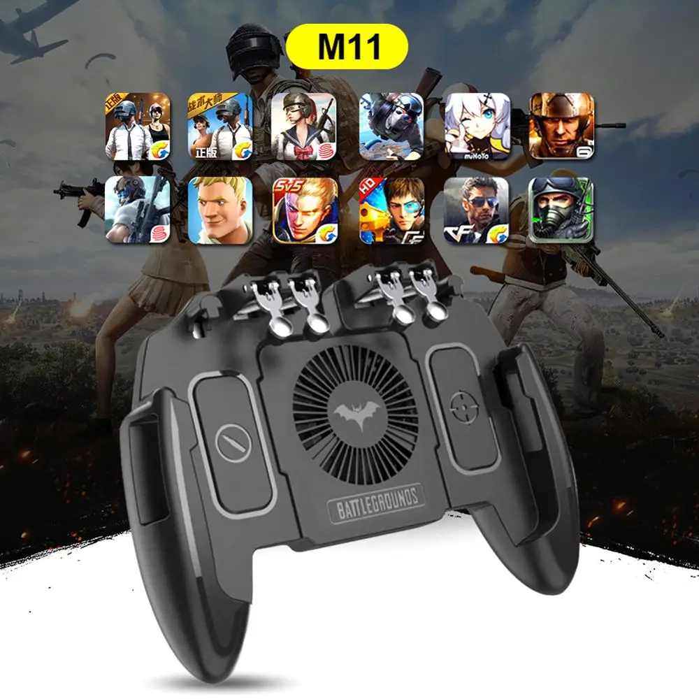 

PUBG Mobile Game Controller For Android IOS Gamepad Trigger Aim Button L1R1 Joystick For IPhone Android with Cooler Cooling Fan