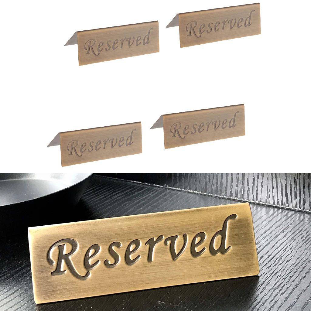 Set of 4 Reserved Table Tent Cards Great for Reserving Seats & Places at Events Like Wedding Receptions, Banquets & Parties